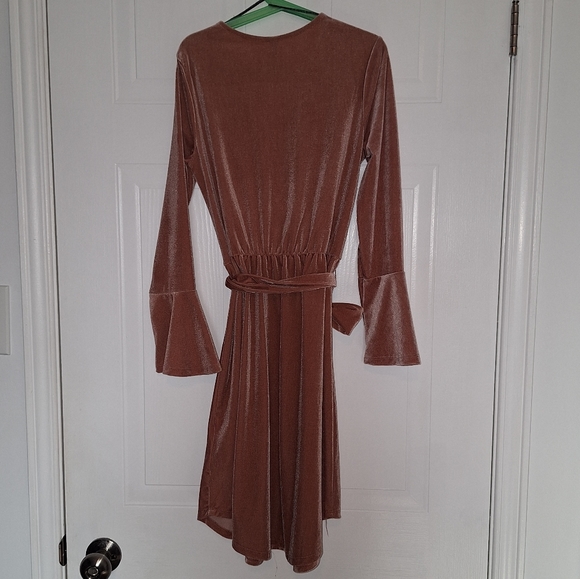 Pink Velvet Wrap Dress - Picture 6 of 7